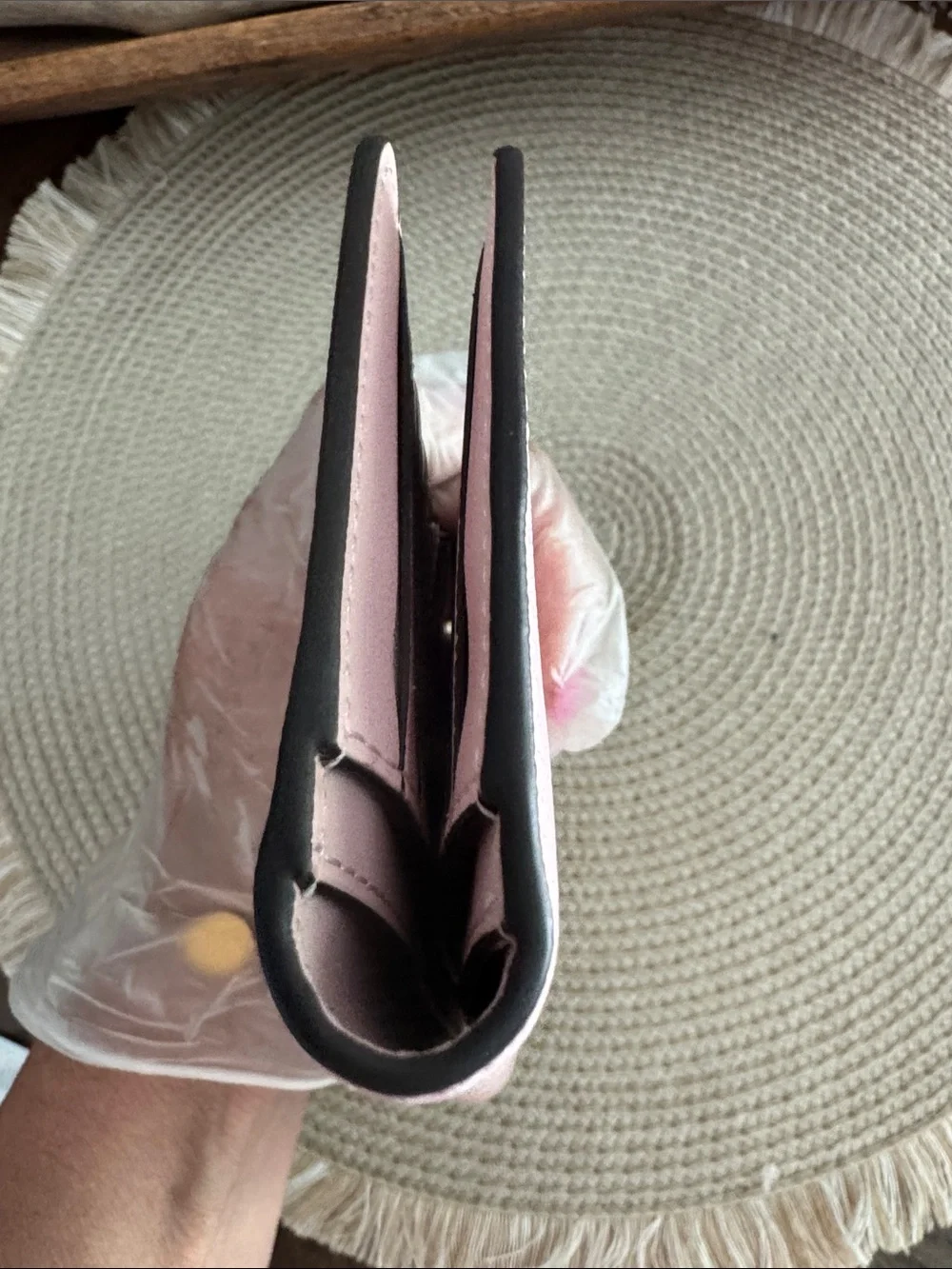 kate spade blush pink zip-around Saffiano wallet